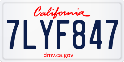 CA license plate 7LYF847