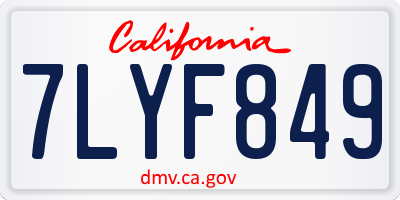 CA license plate 7LYF849