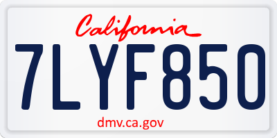 CA license plate 7LYF850