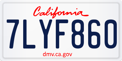 CA license plate 7LYF860