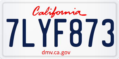 CA license plate 7LYF873