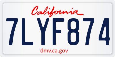 CA license plate 7LYF874