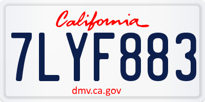 CA license plate 7LYF883