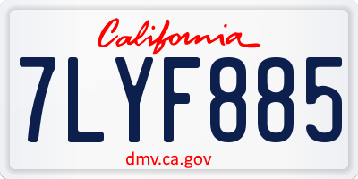 CA license plate 7LYF885