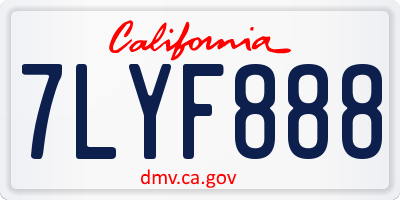 CA license plate 7LYF888