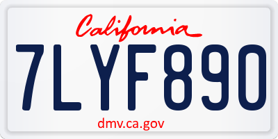 CA license plate 7LYF890