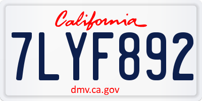 CA license plate 7LYF892