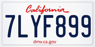 CA license plate 7LYF899