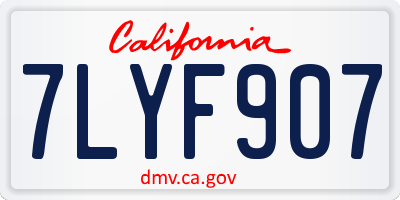 CA license plate 7LYF907