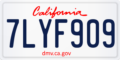 CA license plate 7LYF909
