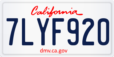 CA license plate 7LYF920