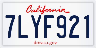 CA license plate 7LYF921