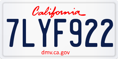 CA license plate 7LYF922