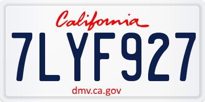 CA license plate 7LYF927