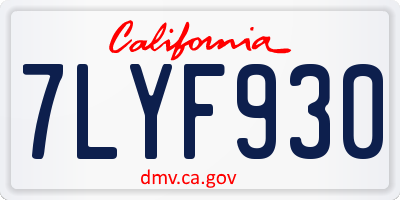 CA license plate 7LYF930