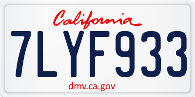 CA license plate 7LYF933