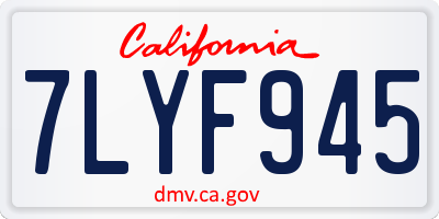 CA license plate 7LYF945
