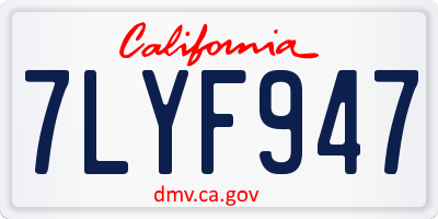 CA license plate 7LYF947