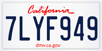 CA license plate 7LYF949