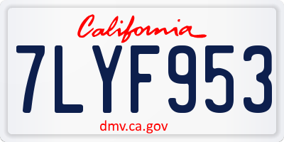 CA license plate 7LYF953