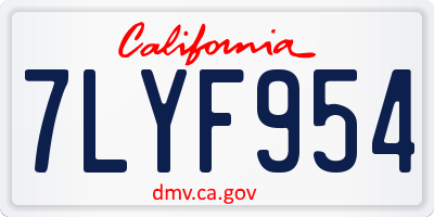 CA license plate 7LYF954