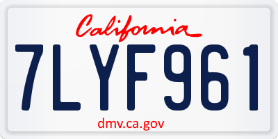 CA license plate 7LYF961
