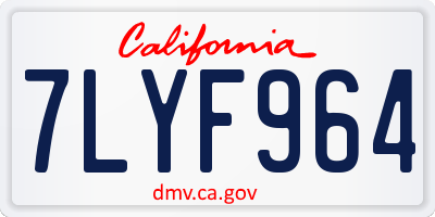 CA license plate 7LYF964