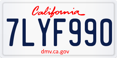 CA license plate 7LYF990