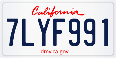 CA license plate 7LYF991