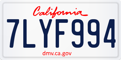 CA license plate 7LYF994