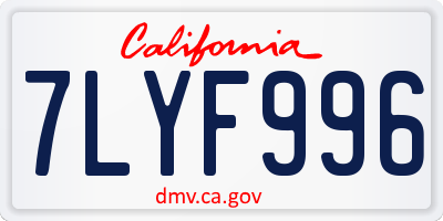 CA license plate 7LYF996