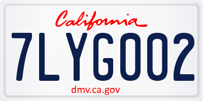 CA license plate 7LYG002