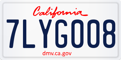 CA license plate 7LYG008