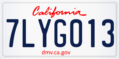 CA license plate 7LYG013