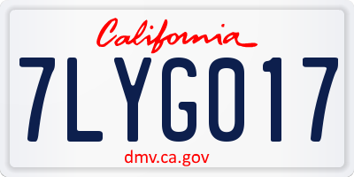 CA license plate 7LYG017