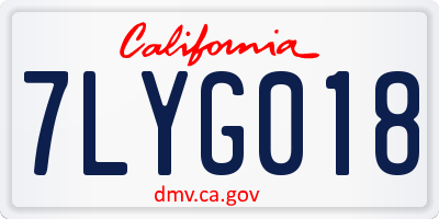 CA license plate 7LYG018