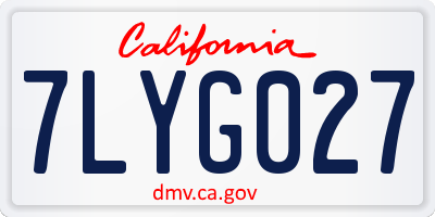 CA license plate 7LYG027