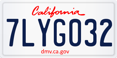 CA license plate 7LYG032