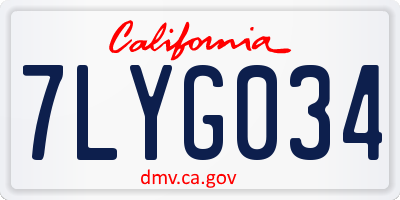 CA license plate 7LYG034