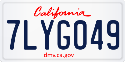 CA license plate 7LYG049