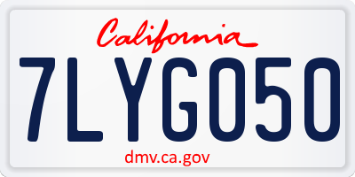CA license plate 7LYG050