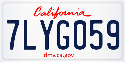 CA license plate 7LYG059