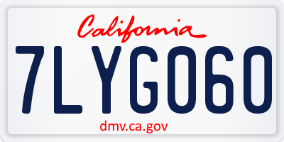 CA license plate 7LYG060