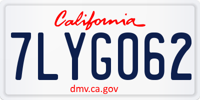 CA license plate 7LYG062