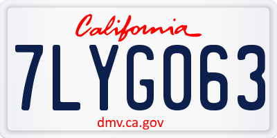 CA license plate 7LYG063