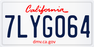 CA license plate 7LYG064