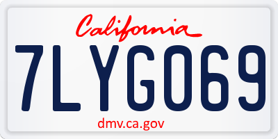 CA license plate 7LYG069