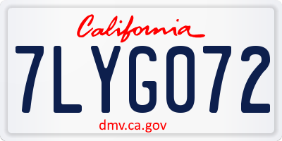 CA license plate 7LYG072