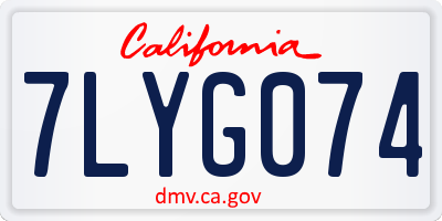 CA license plate 7LYG074