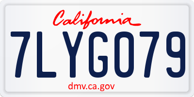 CA license plate 7LYG079